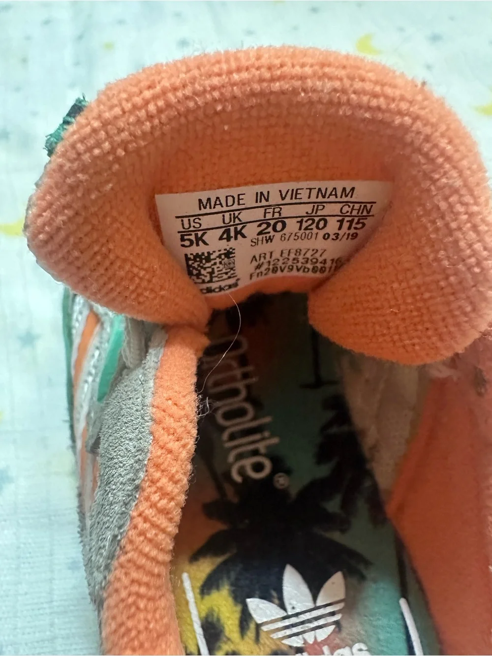 adidas Kids Green, Gray & Orange Athletic Sneakers